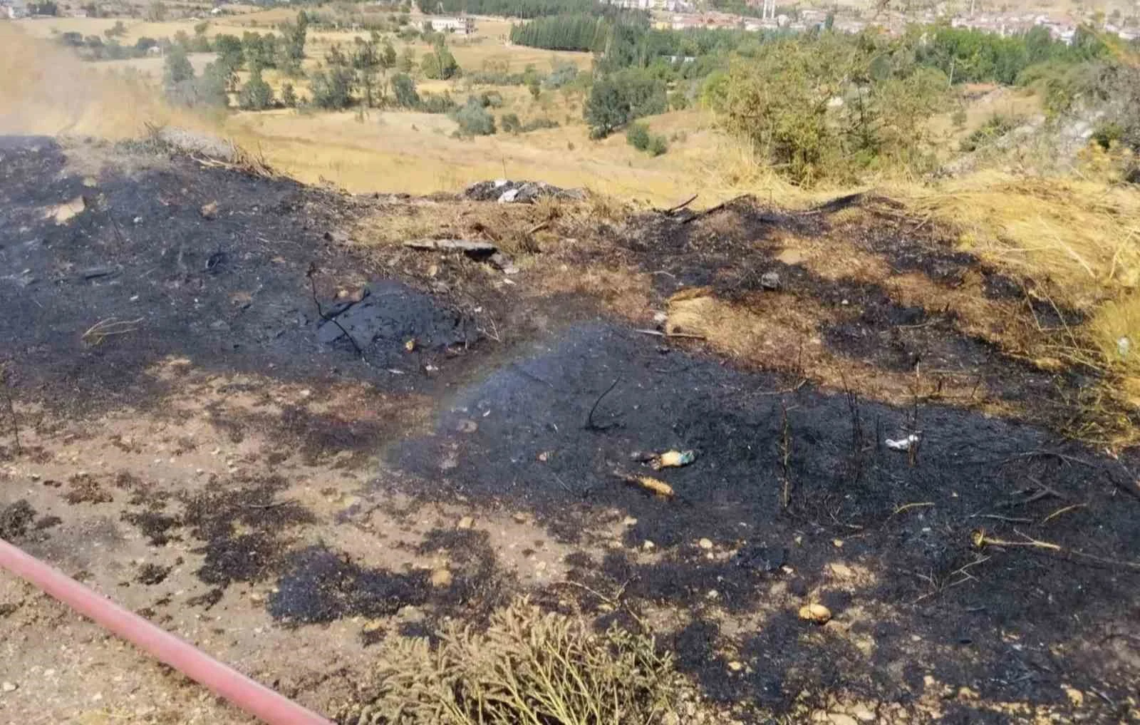 Emet’te ot yangını büyümeden söndürüldü