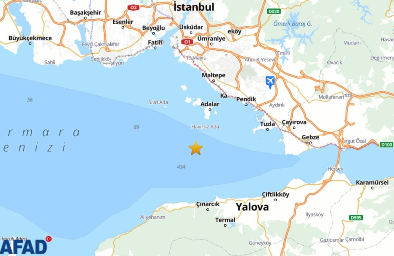 Adalar&rsquo;da 3.2 b&uuml;y&uuml;kl&uuml;ğ&uuml;nde deprem