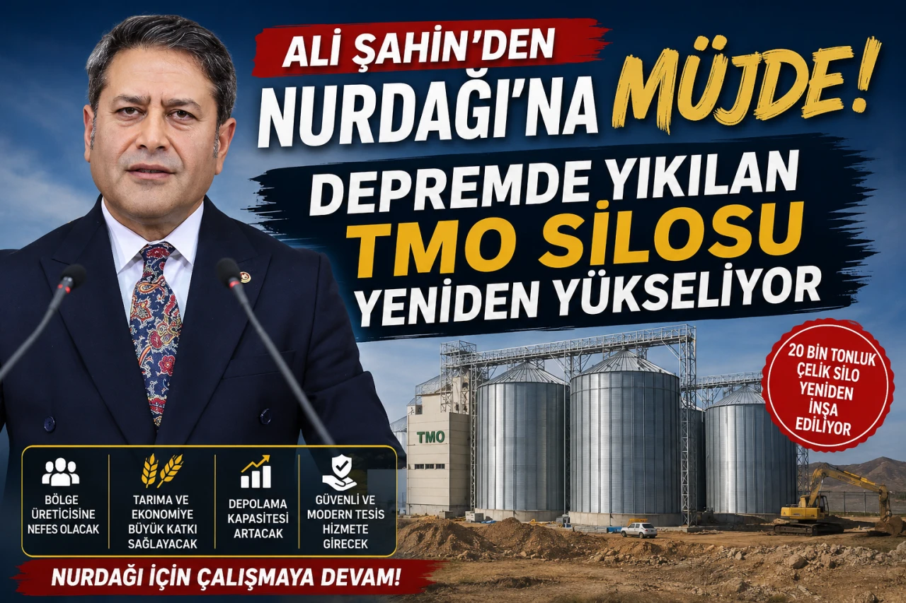 ALİ ŞAHİN&rsquo;DEN NURDAĞI&rsquo;NA M&Uuml;JDE! DEPREMDE YIKILAN TMO SİLOSU YENİDEN Y&Uuml;KSELİYOR