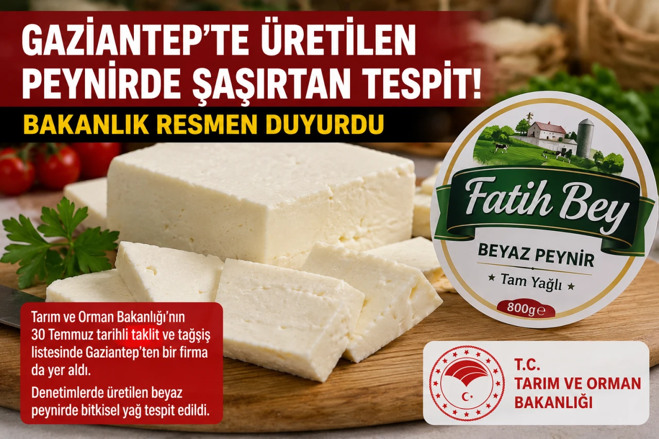 Bakanlık A&ccedil;ıkladı: Gaziantep'te &Uuml;retilen Beyaz Peynirde Bitkisel Yağ Tespit Edildi