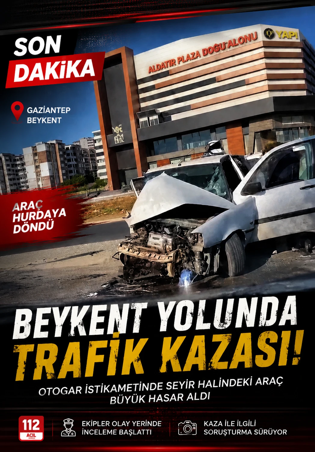 Beykent Yolunda Trafik Kazası: Ara&ccedil; Hurdaya D&ouml;nd&uuml;