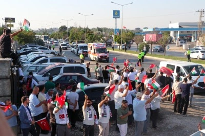 GAZİANTEP - Bosna-Hersek'ten yola &ccedil;ıkan "Filistin Konvoyu" Gaziantep'e ulaştı