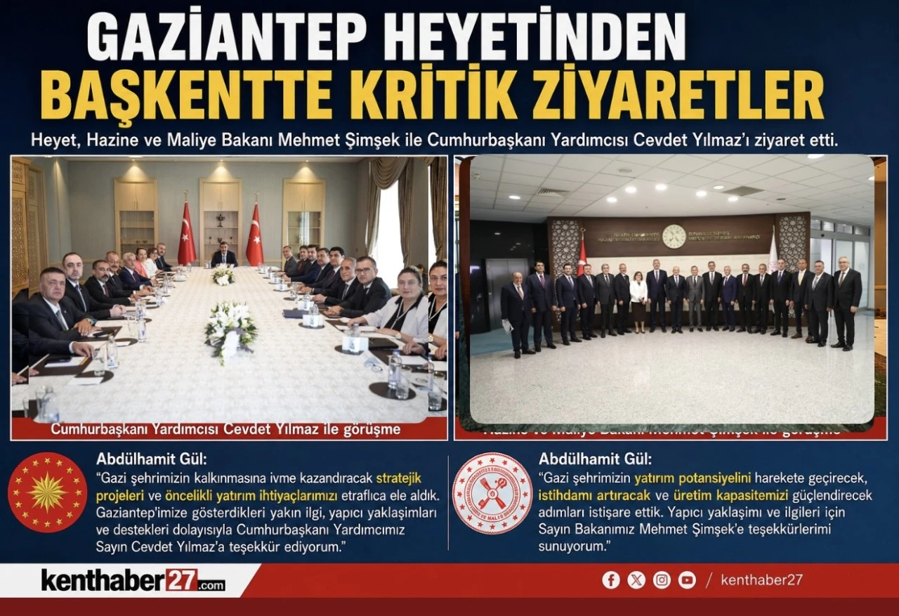 Gaziantep Heyetinden, Bakan Şimşek ve Cumhurbaşkanı Yardımcısı Yılmaz ile Kritik Zirve