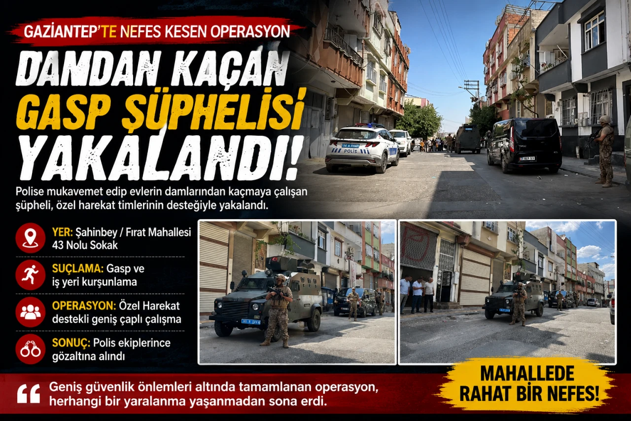 Gaziantep&rsquo;te Damdan Ka&ccedil;maya &Ccedil;alışan Gasıp, &Ouml;zel Harek&acirc;t Destekli Operasyonla Yakalandı