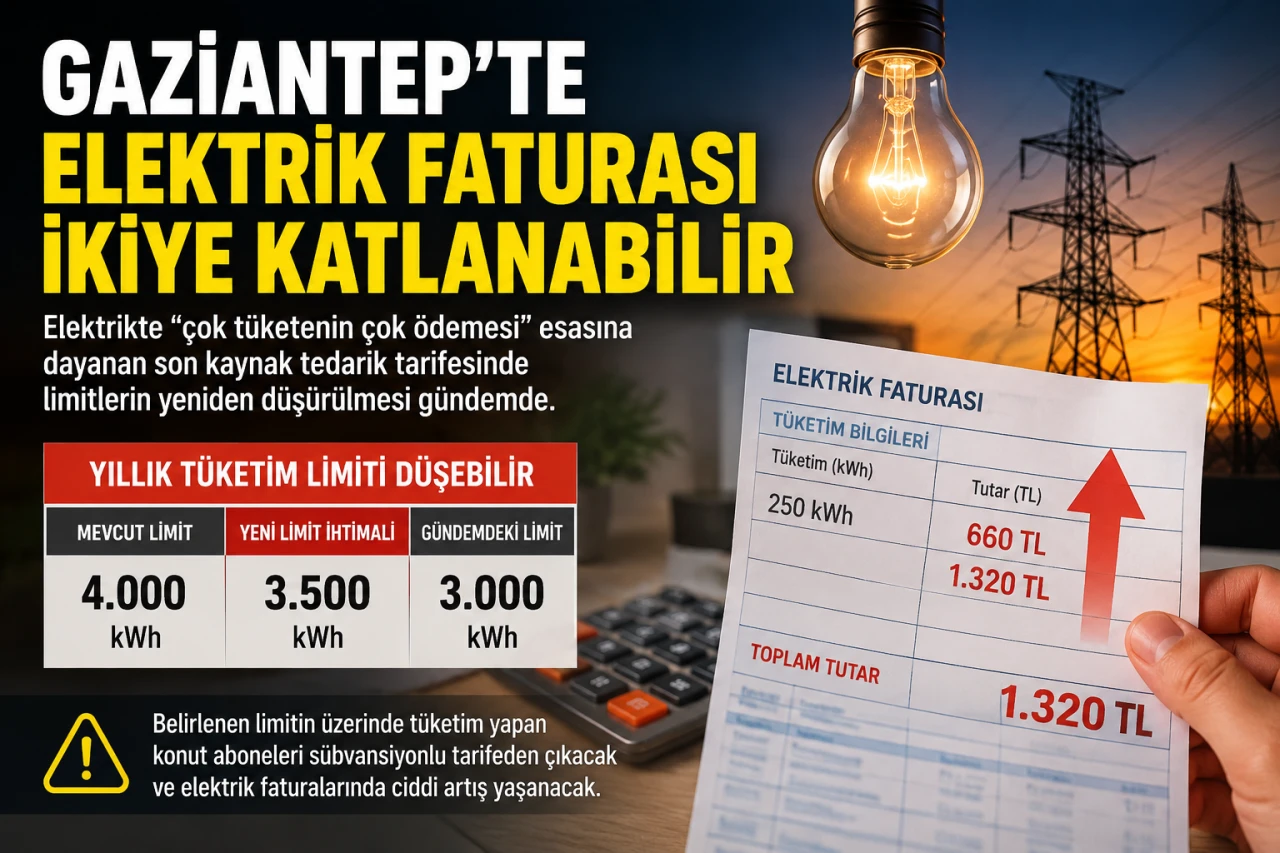 Gaziantep&rsquo;te Elektrik Faturaları İ&ccedil;in Yeni D&ouml;nem: Limit D&uuml;şebilir