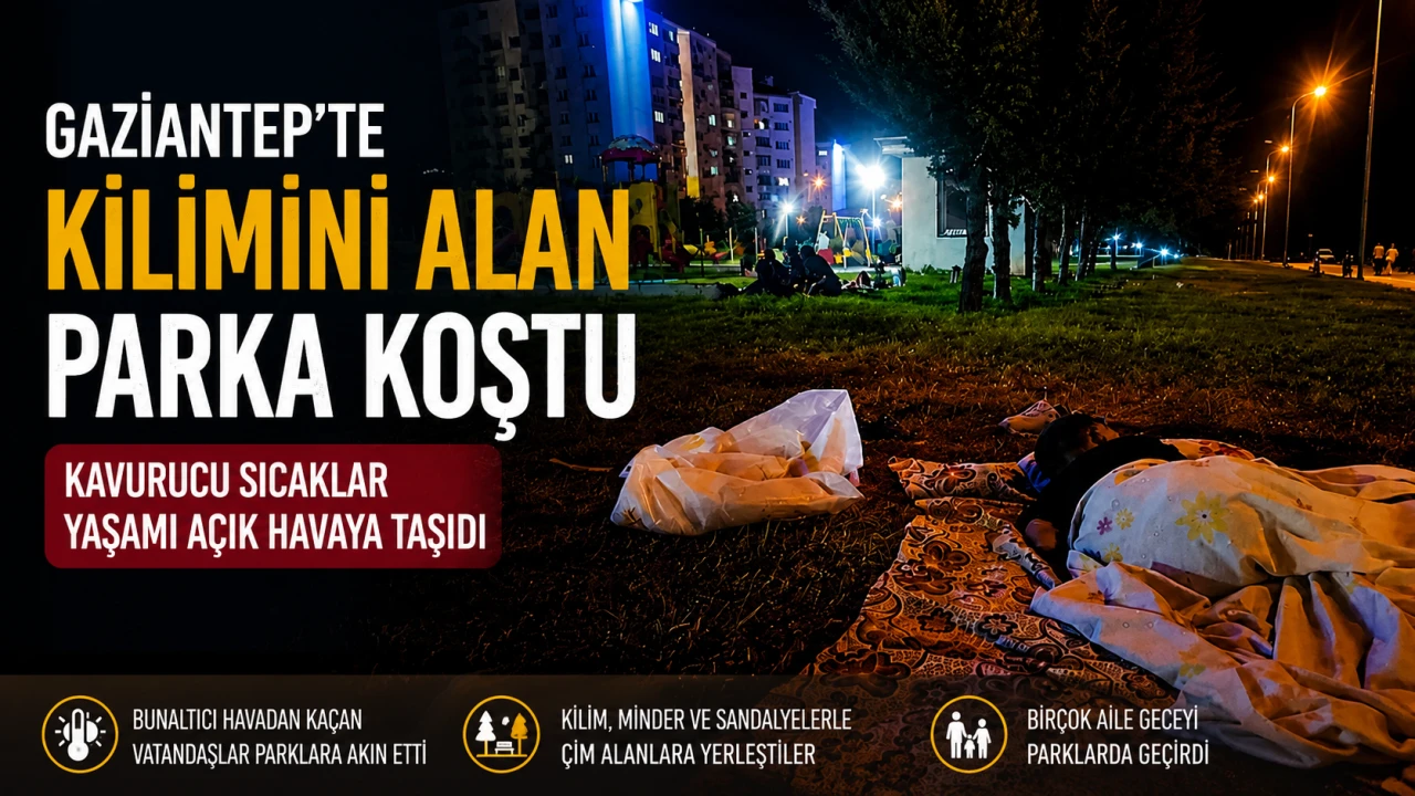 Gaziantep&rsquo;te Kavurucu Sıcaklar Parkları Doldurdu: Kilimini Alan Dışarı Koştu