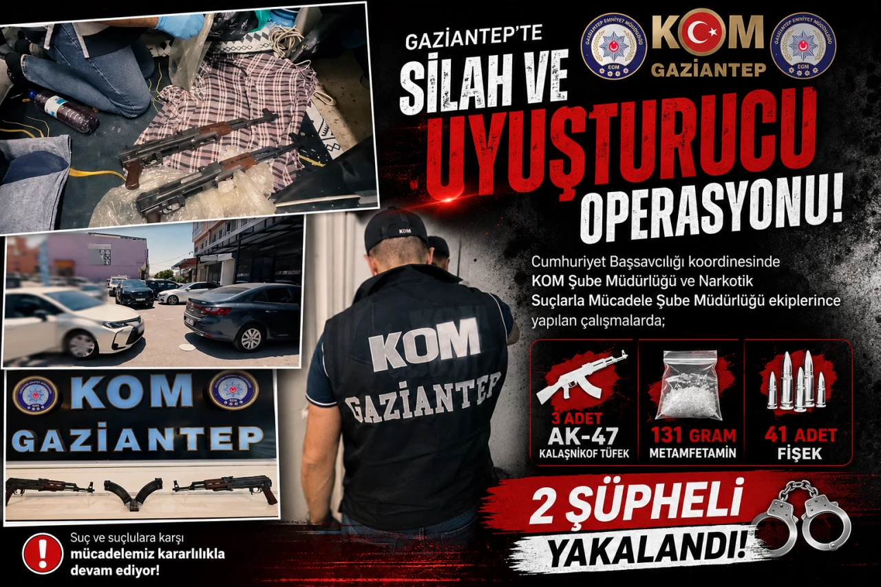 Gaziantep&rsquo;te Uyuşturucu ve Silah Operasyonu: 2 Ş&uuml;pheli Yakalandı