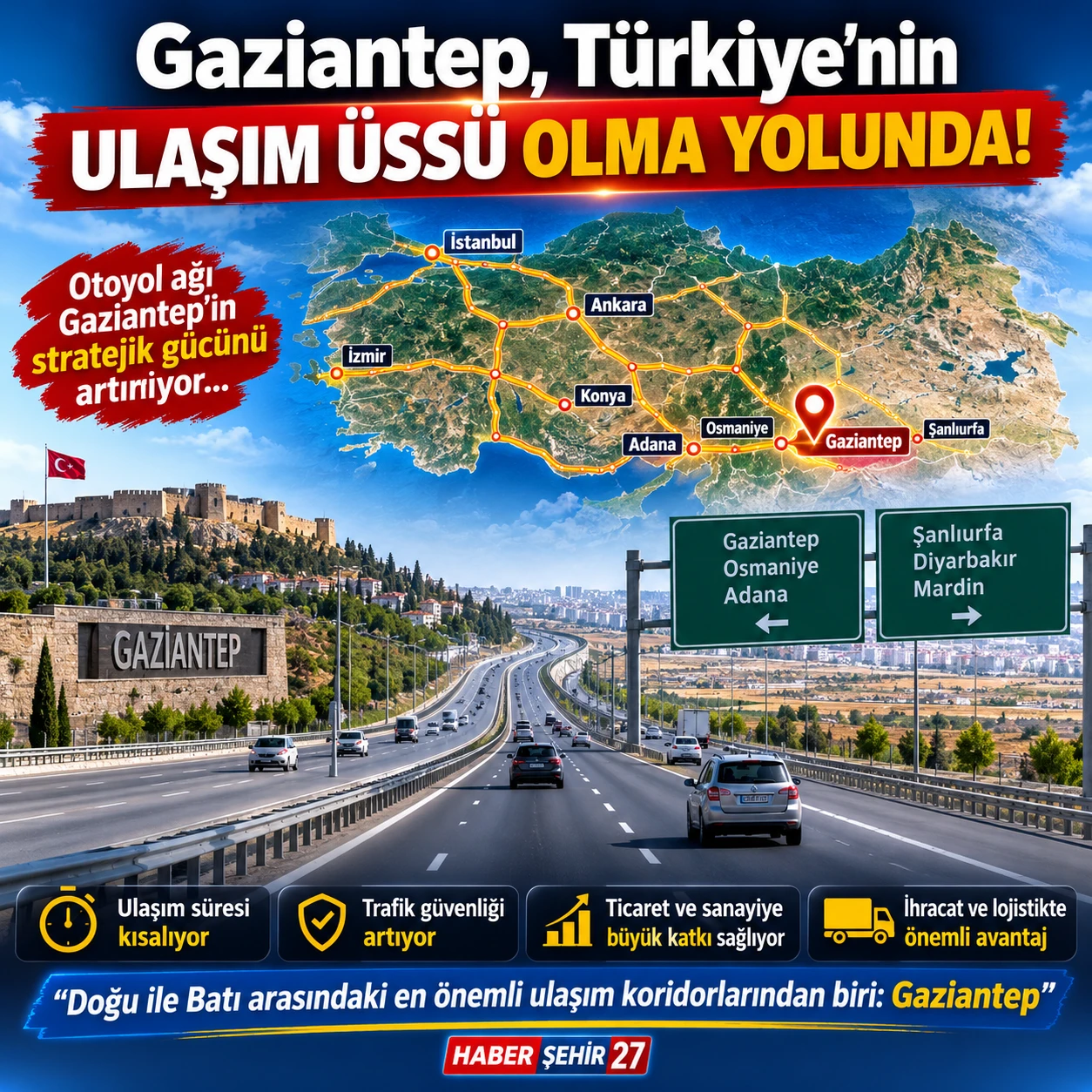 Gaziantep, T&uuml;rkiye'nin Ulaşım &Uuml;ss&uuml; Olma Yolunda İlerliyor