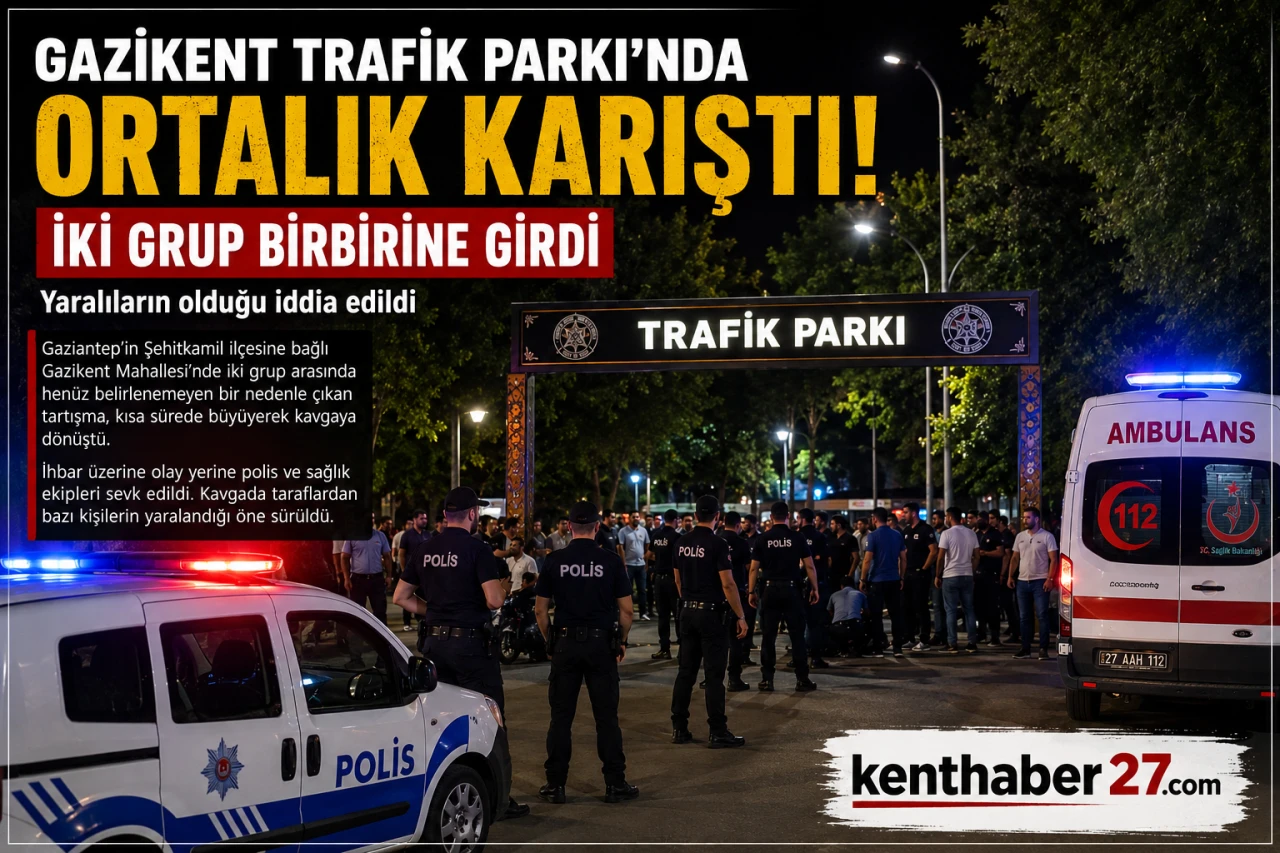 Gazikent Trafik Parkı&rsquo;nda Ortalık Karıştı! İki Grup Birbirine Girdi