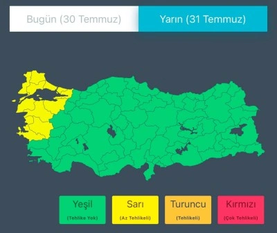 İ&ccedil;işleri Bakanlığı'ndan &lsquo;kuvvetli r&uuml;zgar ve fırtına&rsquo; uyarısı