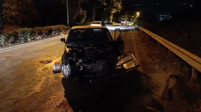 Kontrolden &ccedil;ıkan ara&ccedil; ref&uuml;je &ccedil;arptı: S&uuml;r&uuml;c&uuml; yaralandı