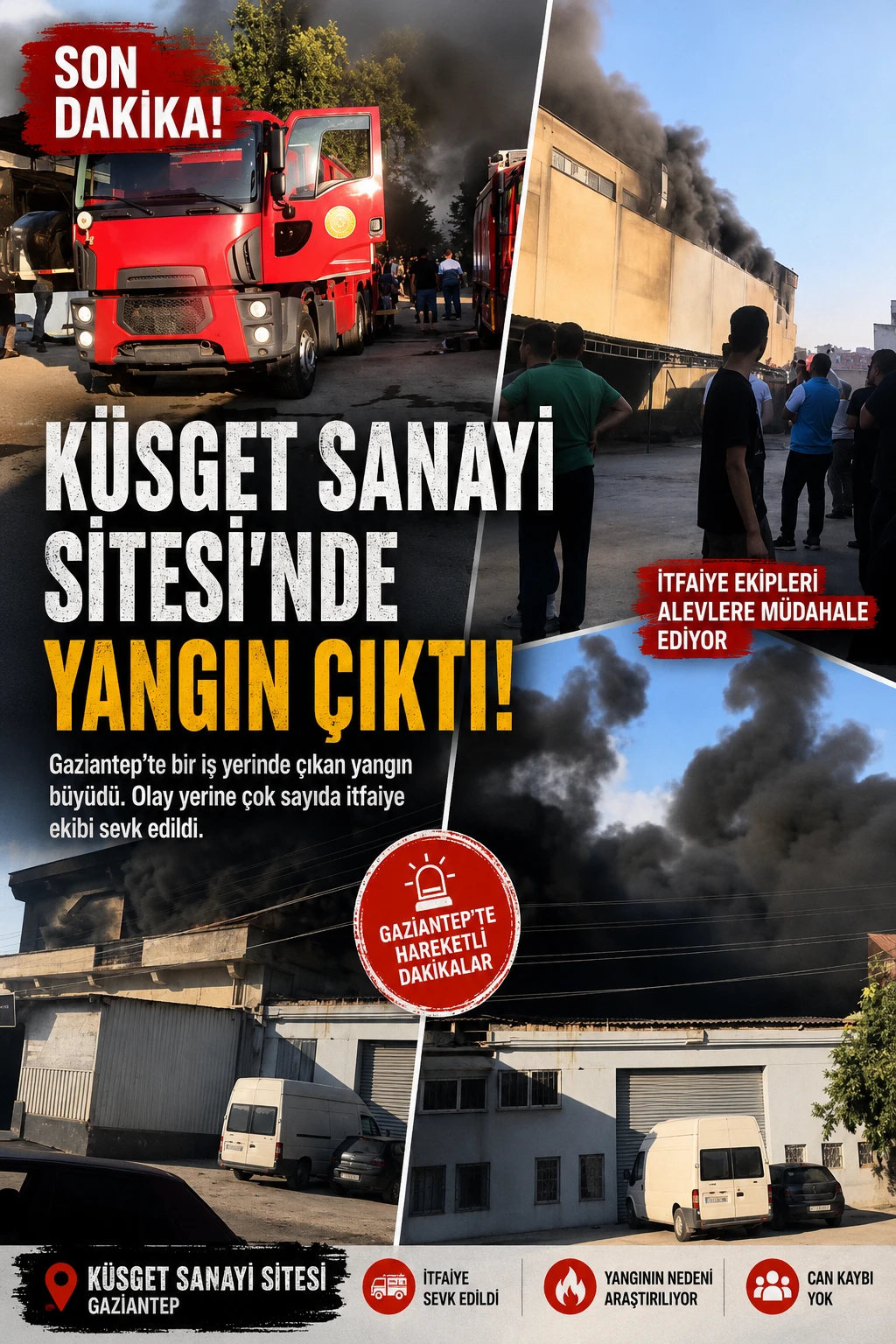 K&Uuml;SGET Sanayi Sitesi&rsquo;nde İş Yeri Yangını